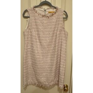 Alice + Olivia Tegan Silk Lined White Pink Tweed Sheath Dress Large Classic Prep